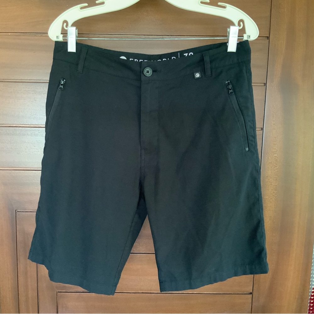 FREEWORLD Mens Black Dress Shorts EUC, Sz 30